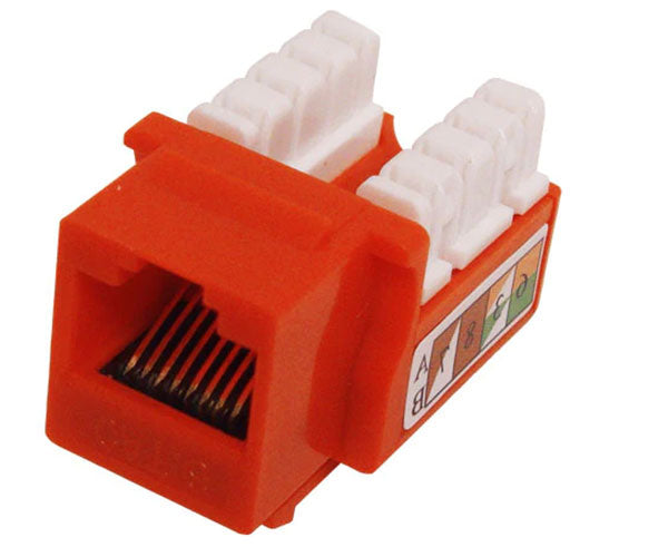 Orange cat6 u-style unshielded keystone jack.