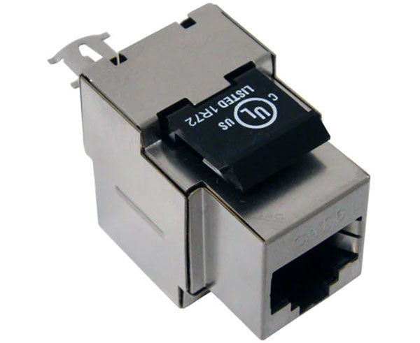 Cat6 shielded rj45 keystone jack with locking latch.