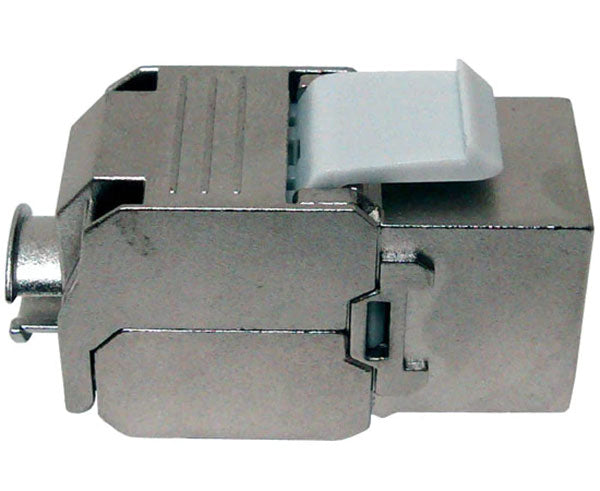 Cat6a high-density shielded keystone jack with closed body.
