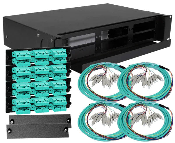 48 strand OM3 multimode SC slide-out 2U fiber patch panel kit.