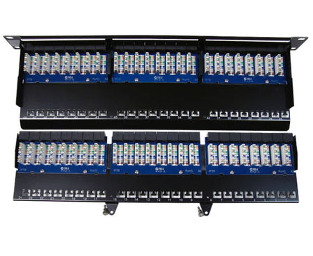 Internal view of a 48 Port High Density CAT5E Unshielded Patch Panel in 1U size