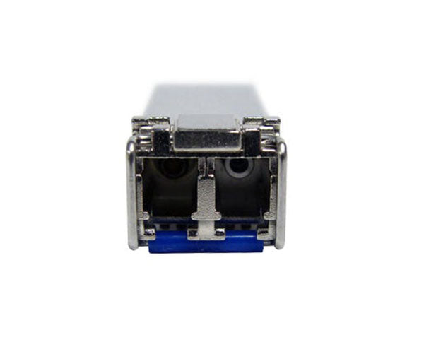 10GBASE-LR single-mode SFP+ fiber transceiver showing LC connectors.