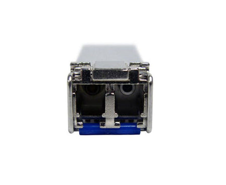 10GBASE-LR single-mode SFP+ fiber transceiver showing LC connectors.