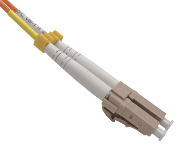 A single LC UPC connector with beige body and locking tab.