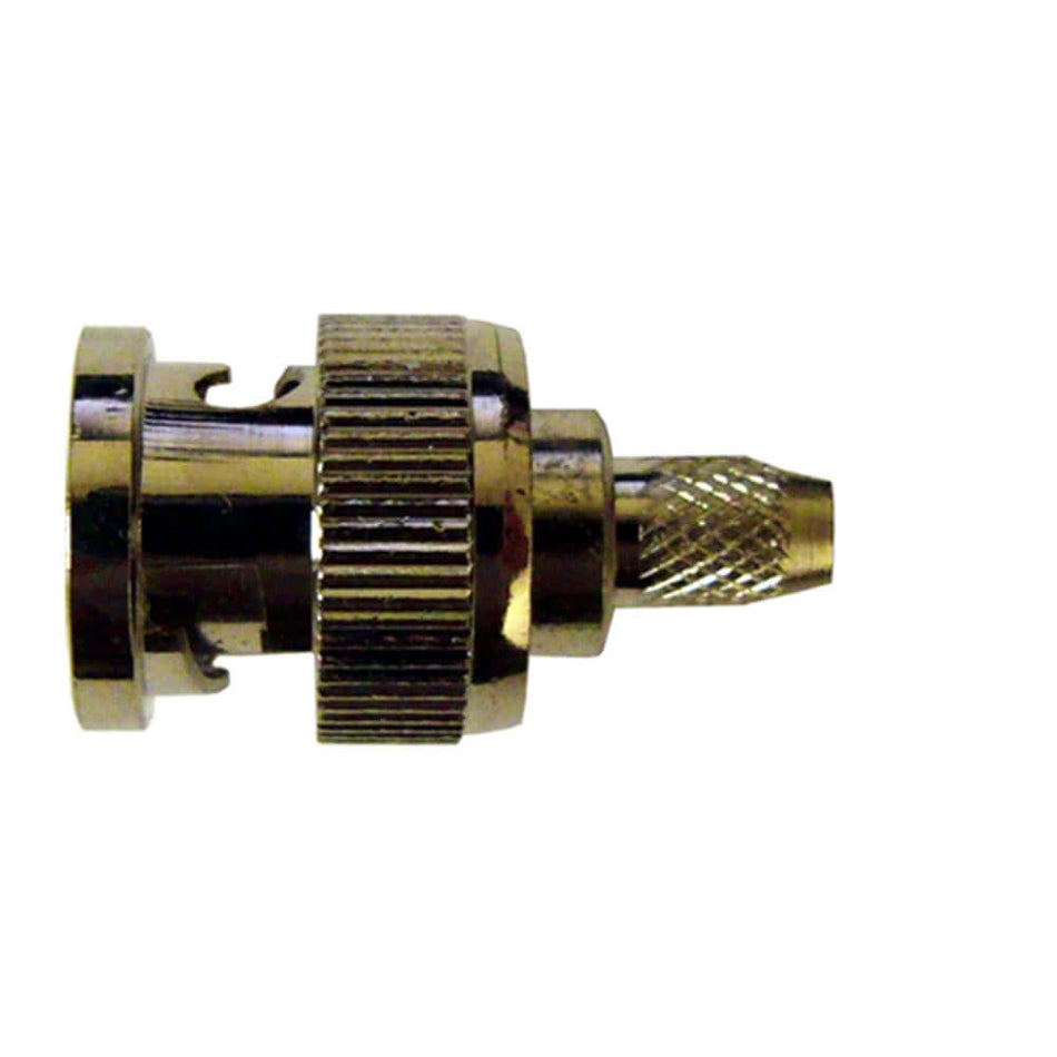 A three piece crimp-on RG59 BNC connector.