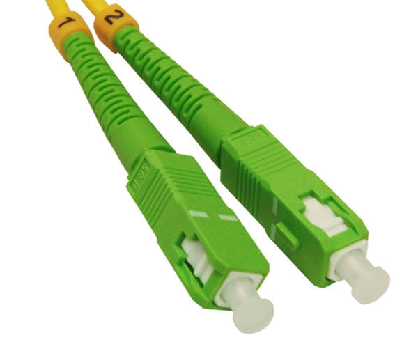 A single SC single-mode APC connector with green body.