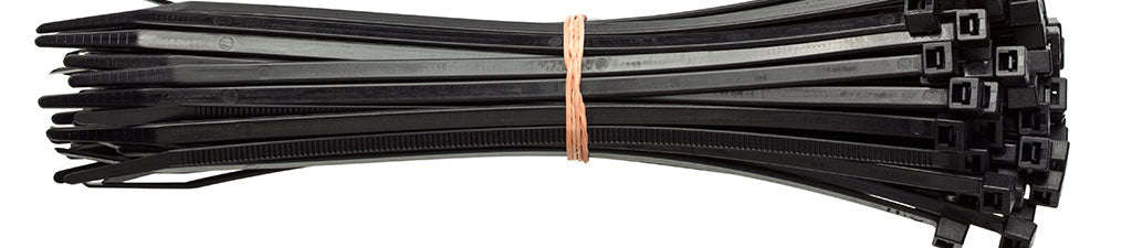 A bundle of black cables ties.