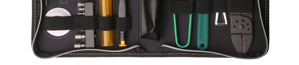 A network tool kit in a soft carry case.