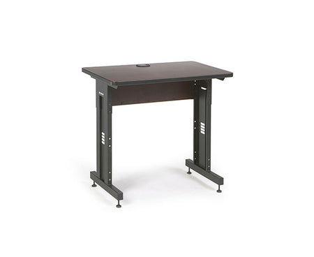 Small-sized training table with an African mahogany surface and contrasting black legs