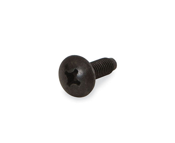 A 12-24 rack screw, presented on a white surface