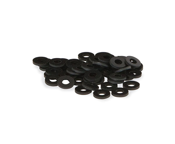 A pile of washers for 12-24 rack screws