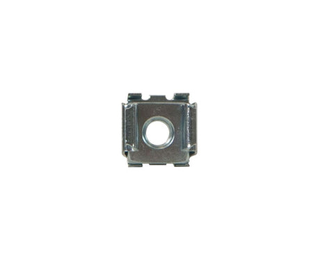 Top view of a 10-32 cage nut showing the square hole
