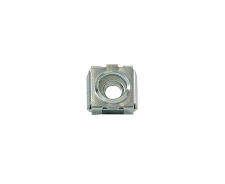 One 10-32 Cage Nut centered on a white background for clear viewing