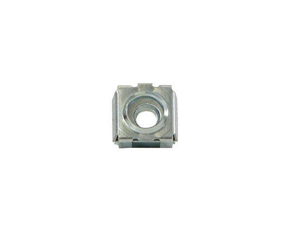 Top view of a 12-24 cage nut against a white backdrop