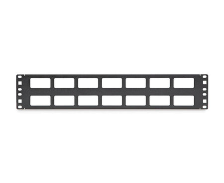 2U Cable Routing Blank featuring multiple rows of cable routing holes