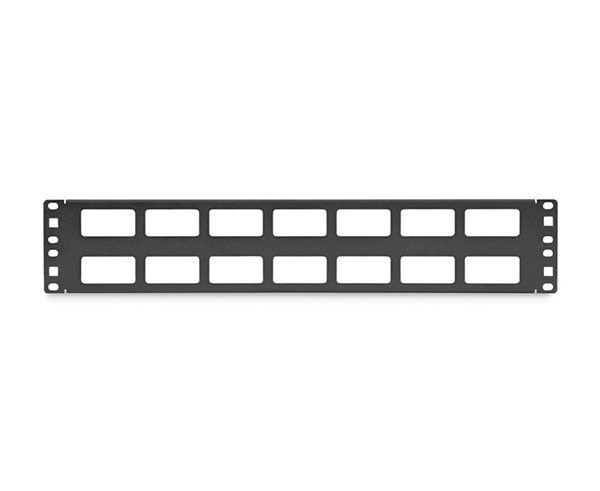 2U Cable Routing Blank featuring multiple rows of cable routing holes