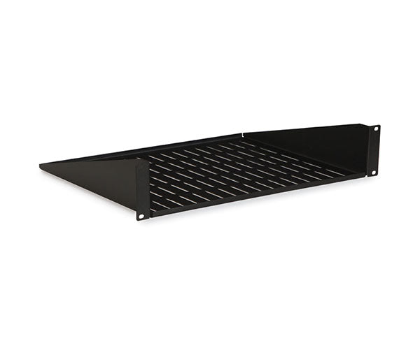 Durable black 2U Eco Shelf featuring a grid pattern for ventilation