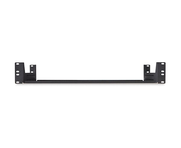 Black 2U adjustable shelf designed for 4-point mounting