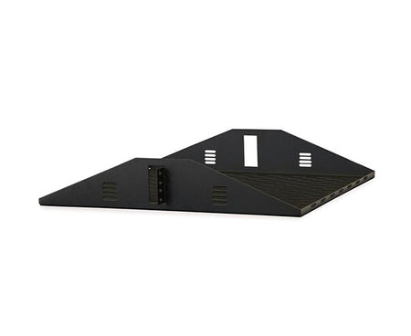 Vented 2U rack shelf for center mount in black metal