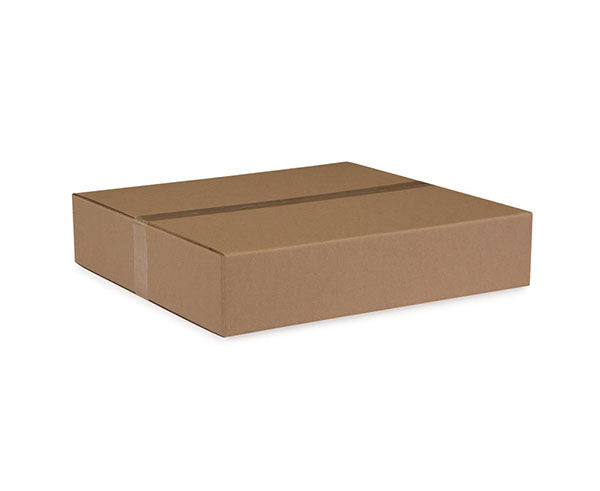 Packaging of 2U vented center mount shelf in a brown cardboard box