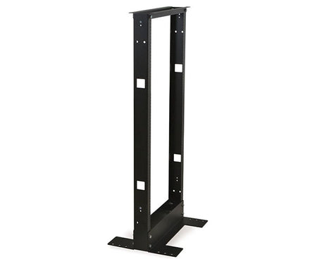 Side view of the 24U Relay Rack's metal stand showing the dual hole design