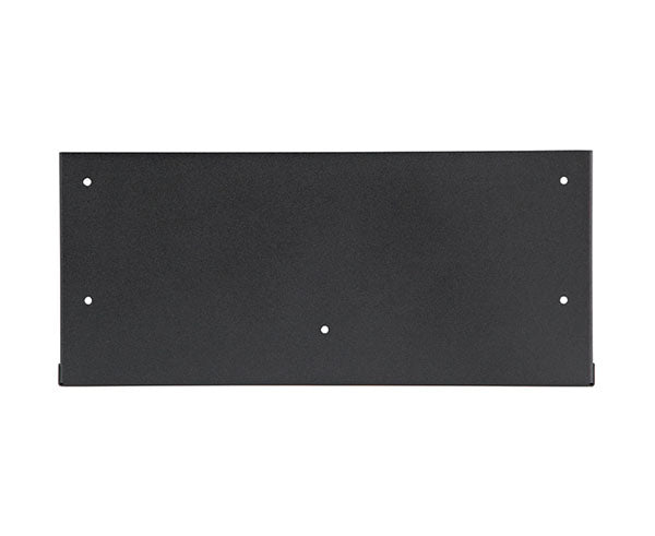 Black metal mounting plate with screw holes for CPU bracket installation