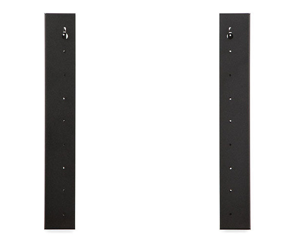 Black wall-mounting brackets for 12U rack with pre-drilled holes