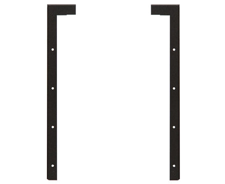 Front view of a 12U black metal rack with mounting holes