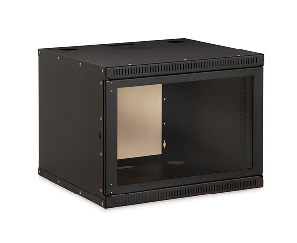 8U Security Wall Mount Cabinet with a sturdy metal door for secure equipment storage