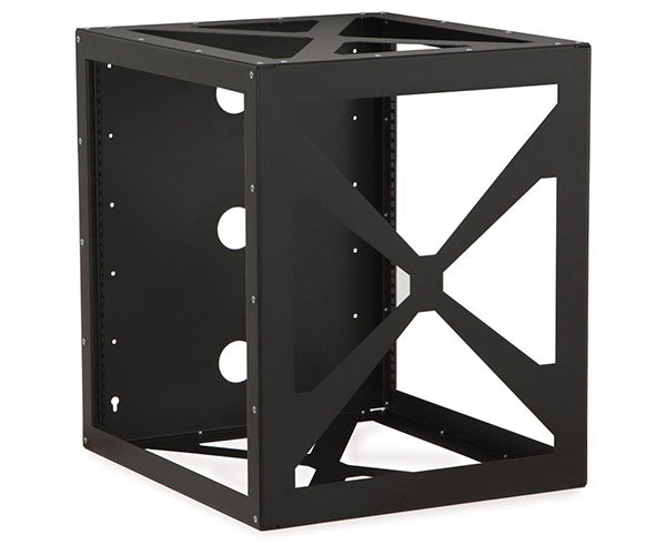 Frontal view of the 12U Side Load Wall Mount Rack showing mounting holes