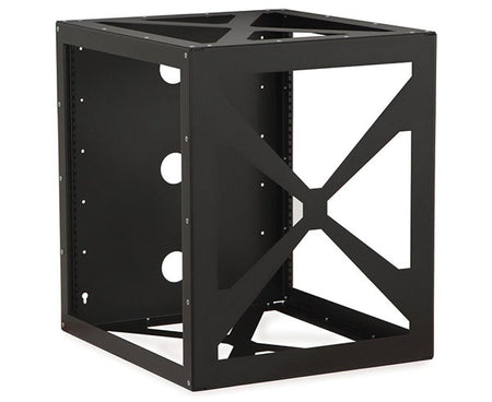Frontal view of the 12U Side Load Wall Mount Rack showing mounting holes