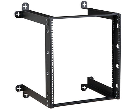 Perspective of the 12U V-Line Wall Mount Rack with two metal support bars