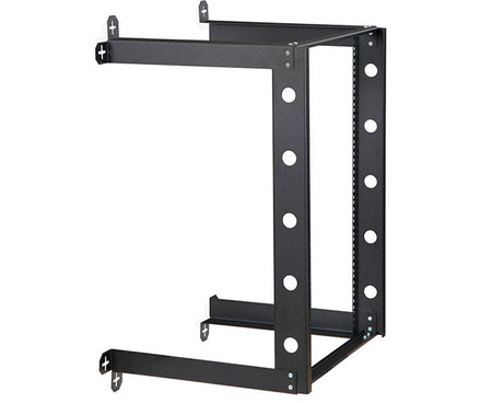 16U V-Line Wall Mount Rack in black with multiple mounting holes