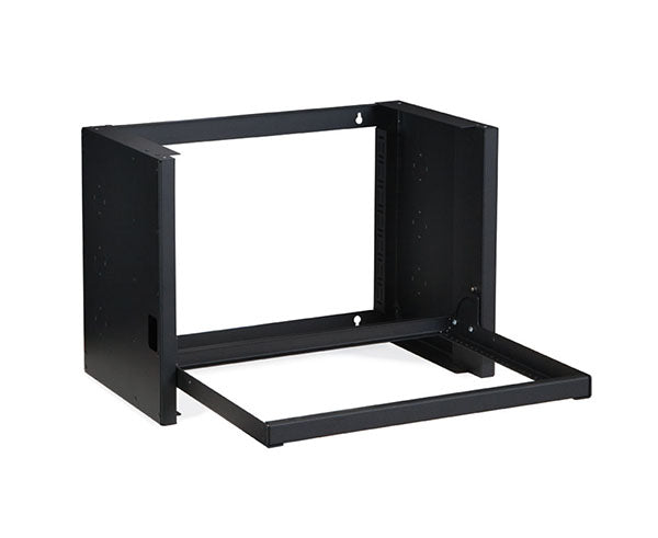 Front view of the 8U Pivot Frame Wall Mount Rack showcasing additional shelf space