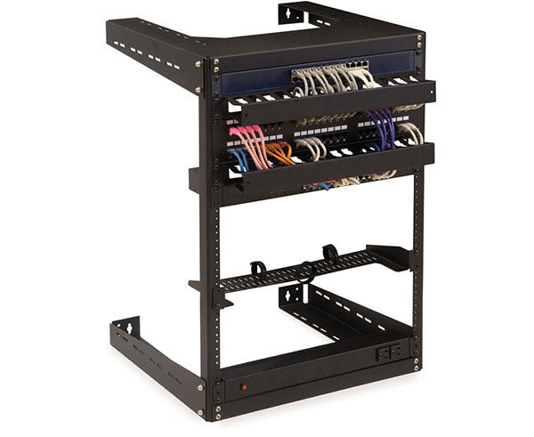 8U wall rack with cable management features for organized wiring