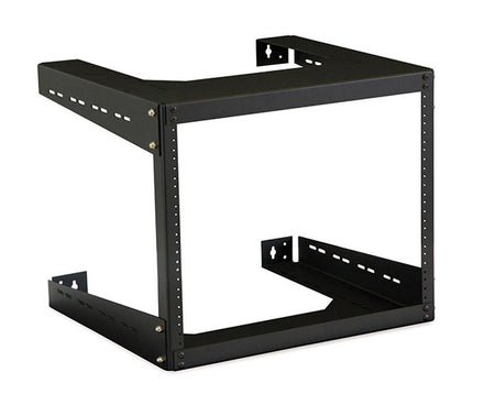 Black metal 8U rack with sturdy frame