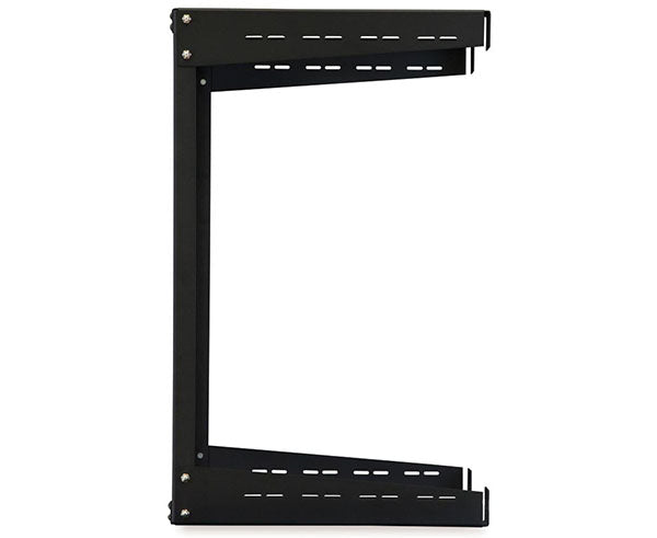 Isolated view of the 15U open frame wall rack on a white background emphasizing its design
