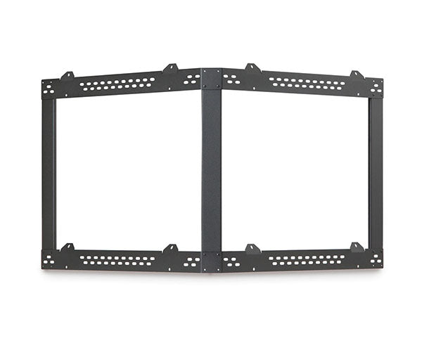 Black metal corner wall mount with a pair of supporting brackets