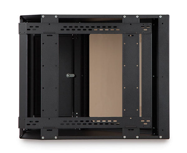 12U corner wall cabinet in black with dual access doors