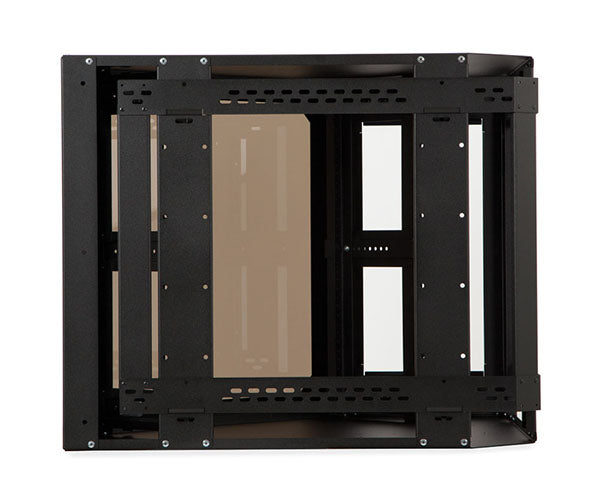 Ventilated black 12U corner wall mount cabinet with dual doors