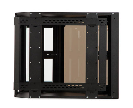 12U corner wall mount cabinet with dual doors in black finish