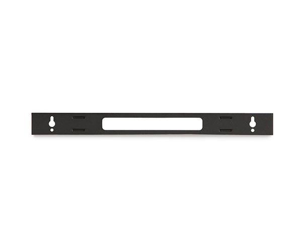Wall-mounted configuration of the 1U 10-32 Tapped Patch Panel Bracket with dual hole design