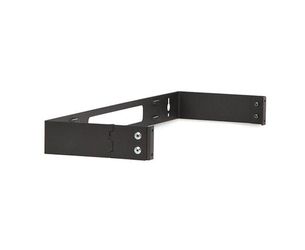 Detail of the 1U 10-32 Tapped Patch Panel Bracket's metal shelf with pre-tapped holes