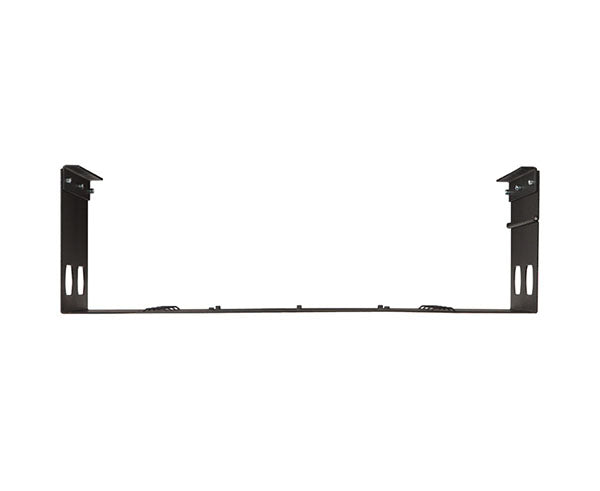 Durable black metal 6U patch panel bracket with eight hole design for secure installation
