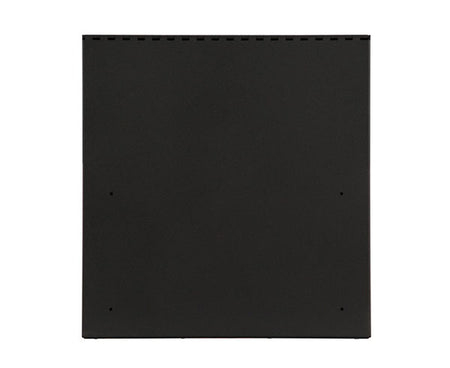 Bottom view of a secure network and PC security lock box with a solid black finish, isolated on a white background