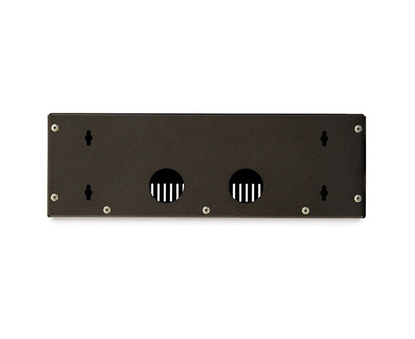 Close-up of the cable and ventilation holes on the black metal security lock box