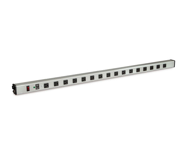 Multiple outlet power strip for technical workstations presented on a white surface