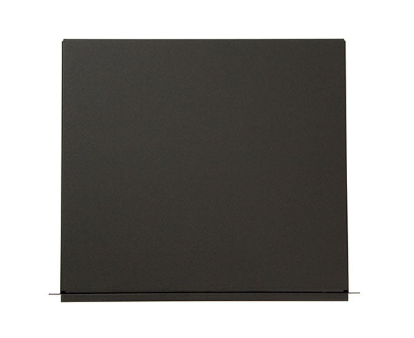 4U black metal drawer against a white backdrop for contrast