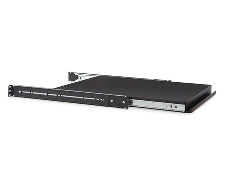 Sliding shelf designed for 1U 20" rack mount with black finish