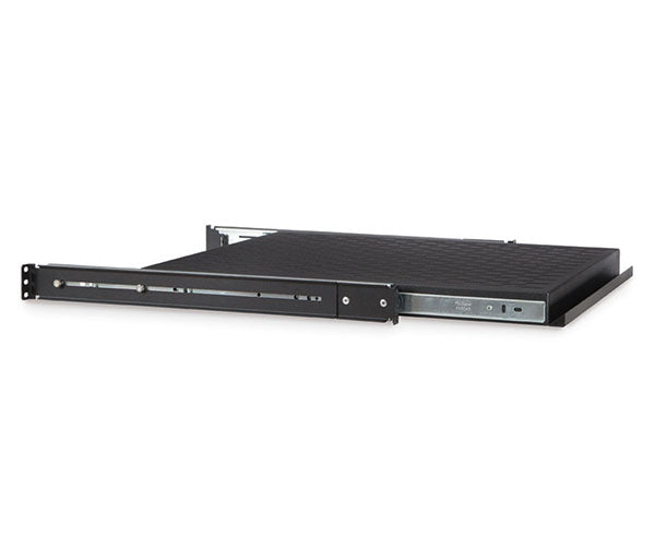 1U rack-mountable sliding shelf with equipment mounted